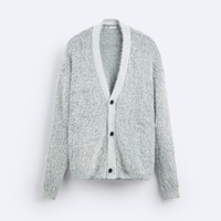 Cardigan en tricot de fausse fourrure Oem Odm Streetwear personnalisé en usine, pull pour hommes en coton à manches longues et col en V