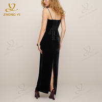 Personnalisé Dames Sexy Femmes Elegante Sans Manches Prom Satin Moulante Drapé Corset Haute Fente Velours Robe Casual Robe De Soirée