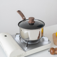 Casseroles et poêles à grain de bois antiadhésives personnalisables ensemble d'ustensiles de cuisine en acier inoxydable avec ustensiles de cuisine en verre