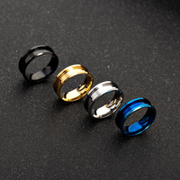 Trendige Hochwertige Minimalistische 8mm 6mm 4mm Edelstahl 18K Vergoldete Mehrfarbige Blanko-Ringe mit Rillen-Einlage
