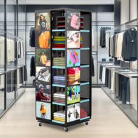 Supports de présentation personnalisés pour t-shirts Supports de présentation roulants de grande capacité pour t-shirts Présentoir rotatif pour t-shirts