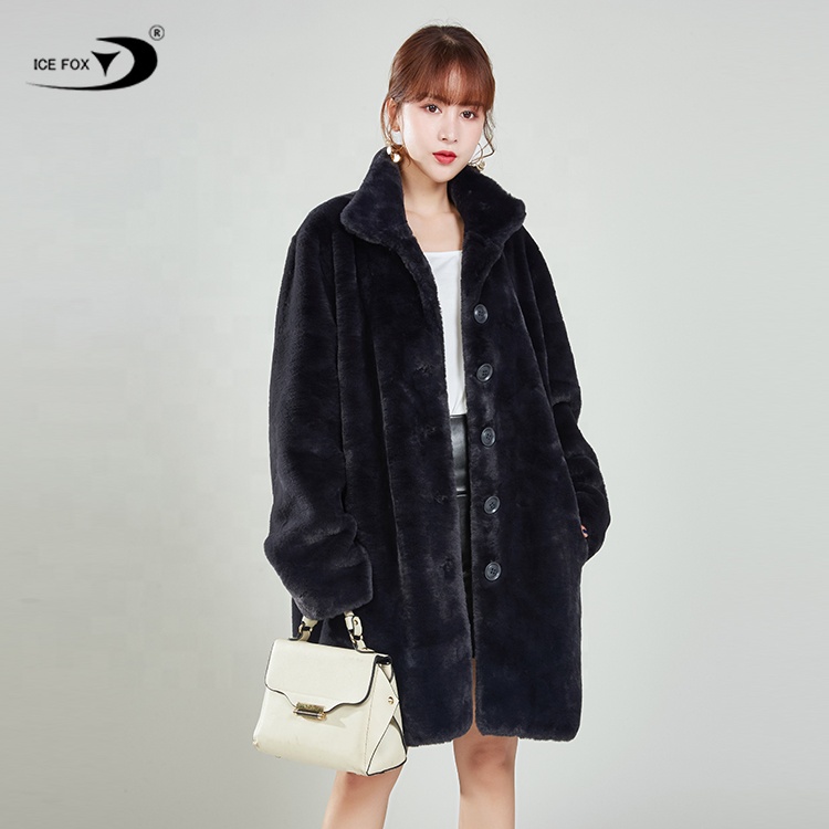 Popular Winter Women Fur Coat Rabbit Thick Long Black Fur Jacket Faux Fur Coat Women