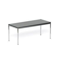 Bureau de travail rectangulaire en acier inoxydable durable, écologique et minimaliste, table de conférence moderne pour réunions de bureau