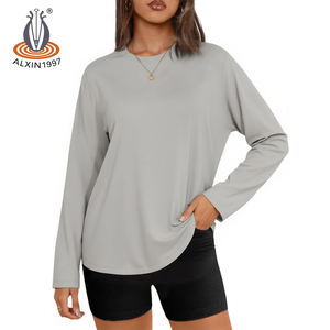 Camicia da <span class=keywords><strong>donna</strong></span> con Alxin in maglia aderente a costine elasticizzata Basic top a maniche lunghe <span class=keywords><strong>camicette</strong></span> traspiranti a strati semplici <span class=keywords><strong>Online</strong></span> - Product Image 2