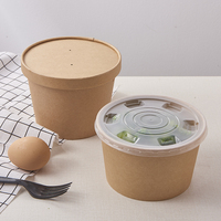 Bols jetables en papier kraft imperméable, écologiques, à paroi simple, pour salades, nouilles et soupes, avec logo personnalisé