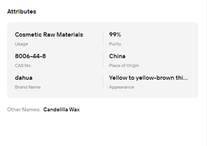 Cera de Candelilla 99% Pura y Natural CAS 8006-44-8, Cera Dura Derivada de Plantas, Materia Prima para Base de Lápiz Labial Cosmético, Estable, a Granel, de Fábrica - Product Image 6