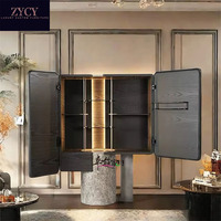 Armoire à vin moderne en bois massif avec portes à battants, 5+ tiroirs et étagères, grande capacité de rangement pour salon, bar à domicile, hôtel