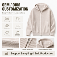 MENGTU Maßgefertigter Einfarbiger Drop-Shoulder Langarm-Strickpullover mit Reißverschluss Kapuzenpullover Strickjacke für Herren