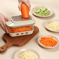 Groentenrasp Kom Roestvrij staal Glazen container Food Grade Keuken Kaassnijder Shredder Opslag Handmatig PP 1380ml