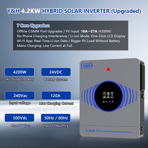 Inversor Solar Híbrido Y&H de 4.2KW, Conexión a Red/Desconexión a Red, DC24V a AC220V, MPPT de 120A Integrado, Funcionamiento sin Batería, Salida de CA Dual - Product Image 2