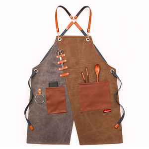 Delantal sin mangas estilo <span class=keywords><strong>vaquero</strong></span> para hombre, con estampado, estilo campestre americano, hecho a mano, con múltiples bolsillos, para barbero, tienda de té con leche, jardinería, camarero - Product Image 5