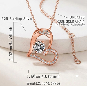 Adornos Románticos para el Cuello con Forma de Corazón en Dos Tonos, Collares de Clavícula de Plata de Ley con Acabado en Oro Rosa Incrustados con Brillantes - Product Image 2