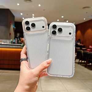 เคสโทรศัพท์กันกระแทกแบบใสลายทางแนวตั้งสำหรับ iPhone 18 17 16 15 14 13 Pro Max ป้องกันการตกกระแทก - Product Image 4