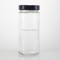 Botol Kaca Silinder Bulat Transparan 280ml untuk Penyimpanan Kaviar, Acar, Madu, Selai, Selai Kacang dengan Tutup Logam Berkualitas Tinggi, Laris Terjual