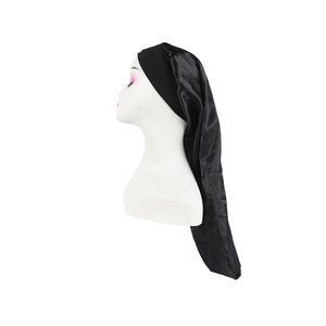 Simulated Silk Sleeping Hat Curly Hair Oversized Hat <b>Braided</b> Satin Hat Women's Silk <b>Long</b> Barrel Elastic Hairband Hat - Product Image 4