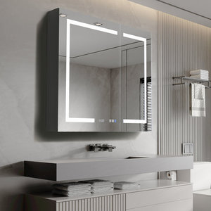 <span class=keywords><strong>Armoire</strong></span> de toilette intelligente LED moderne en acier inoxydable pour hôtel avec miroir et vasque, indice de protection IP44, garantie de 2 ans, solution pour projets - Product Image 1