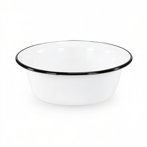 Bol en émail Karl Krger blanc avec bord noir, plat de service de 12 pouces - Product Image 3