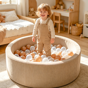 <span class=keywords><strong>Piscine</strong></span> à balles ronde en velours côtelé écologique avec rembourrage en mousse PU, idéale pour les bébés et les enfants, aire de jeux douce - Product Image 3