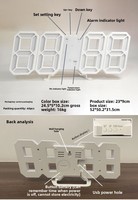 Grande horloge numérique 3D avec alarme et veilleuse, murale, minimaliste, en plastique, thermomètre lumineux, pour salon, haut de gamme