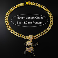 Chaîne cubaine 3D Panda dansant glacé, plaqué or 14K, strass en cristal, animal mignon, unisexe, bijou statement Hip Hop