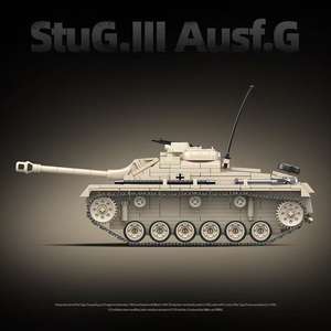 100307 สำหรับเด็กผู้ชาย LESHOW รถถังเยอรมัน Stug III สมัยสงครามโลกครั้งที่ 2 ทำจากพลาสติก ABS ของเล่นประกอบรูปทหาร อาวุธปืนขนาดเล็ก ของเล่นก่อสร้างและ DIY - Product Image 3