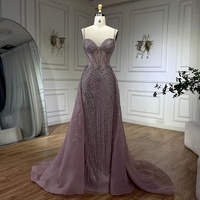 Robe de soirée formelle Serene Hill LA72451 rose à bretelles spaghetti, jupe sirène, perles collées, pour femmes, Rts