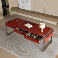Bureau en bois massif avec table à thé et armoire latérale intégrées haut de gamme