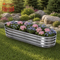 Jardinière carrée surélevée de 2,1 m pour extérieur, pots de fleurs, jardinières en acier galvanisé pour cultiver légumes et herbes sur patio et balcon