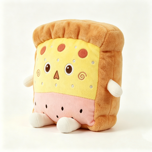 Peluche personnalisée brodée avec des couches de fromage aux poivronni, pain grillé carré en peluche avec des couches de jambon et de fromage - Product Image 1