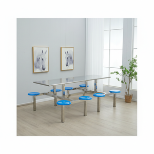 304 Table à manger moderne en acier inoxydable convertible à faible entretien pour hôtel 6 places - Product Image 1