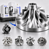 Roda Impeller Kompresor Turbo Kustom yang Dimesin CNC 5-Axis dari Aluminium dan Baja Tahan Karat dengan Teknik Wire EDM