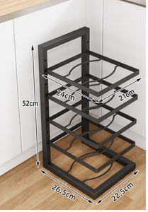Étagère à casseroles à 5 niveaux en acier au carbone robuste, organisateur de rangement sous l'évier pour casseroles, poêles et sauteuses - Product Image 6