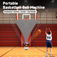 Máquina Inteligente de Retorno de Balones de Baloncesto, Lanzador Automático Portátil con Red de Rebote, Robot Inteligente para Cancha de Entrenamiento