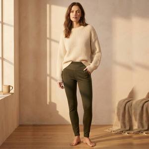 Leggings thermiques en laine <span class=keywords><strong>mérinos</strong></span> 100% pour femmes, lavables en machine, fabrication OEM, 240 g/m², jacquard - Product Image 1