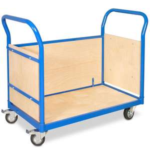 Dreiwandwagen LxBxH 1130x500x890 Mm, 2 Lenkrollen Mit Feststellbremse, 2 Bockrollen, Ladefläche LxB 950x445 Mm, Tragkraft 250 kg - Product Image 1