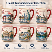 Mug en céramique souvenir du Japon avec motif du mont Fuji et des fleurs de cerisier, tasse à boisson en céramique représentant des monuments japonais, vente en gros