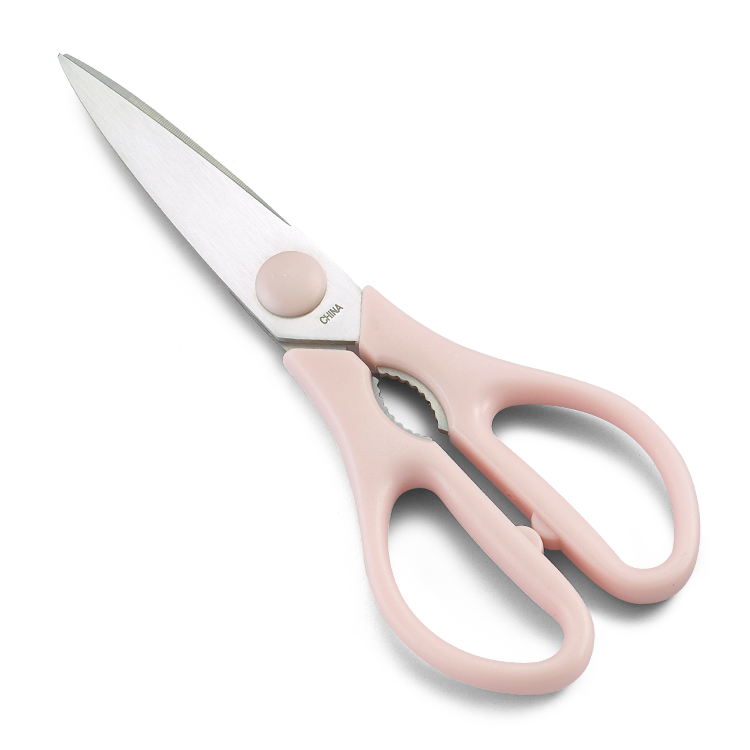 Stainless steel professional multi-functional pink color handle  kitchen scissors