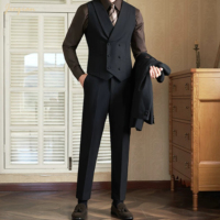 Costume d'affaires 3 pièces pour homme 2026 – Tissu TR extensible, lavable en machine, infroissable, coupe ajustée, idéal pour mariage – Vente en gros