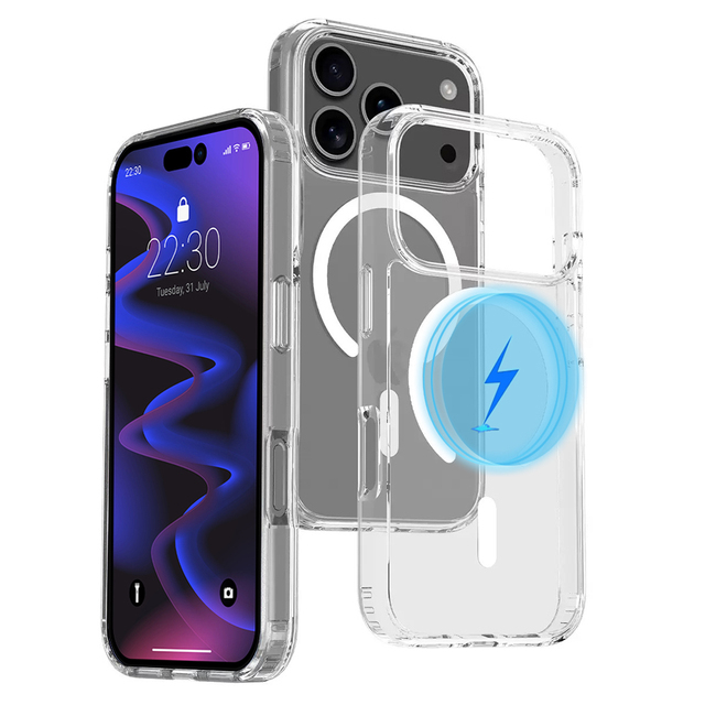 Strong Magnetic TPU PC Mobile Phone Cases for 15 Pro Max/16/17 Wireless Charging Compatible Shockproof Scratch-Resistant