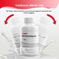 InkSonic Vivid Color White Eco-Solvent Berbasis Air untuk Set 1000ml untuk Kepala Cetak I3200/L1800/Xp600/Dx5/Dx7 - Pencetakan Langsung