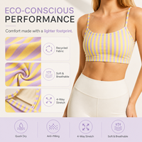 Soutien-gorge de sport pour femme à compression moyenne, maintien élevé, respirant, avec bretelles respirantes, en tissu recyclable personnalisé de qualité supérieure, à rayures
