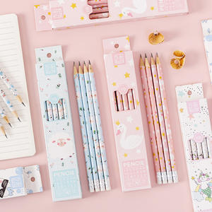 Crayon Kawaii mignon, stylo éternel sans encre, ensemble de crayons en bois HB avec gomme pour les élèves du primaire - Product Image 3