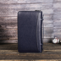 Dompet Lipat Portabel All in One Pria Kulit Asli Dompet Perjalanan Dengan Tempat Kartu, Pena, Ponsel, dan Paspor untuk Pria