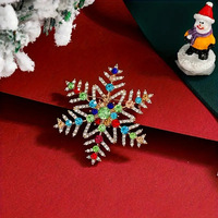 YW Mode Bijoux Noël Flocon De Neige Broche Alliage Coloré Strass Broches