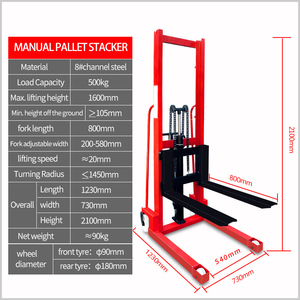 JIchuan <b>Manual</b> Hydraulic Pallet Truck <b>Forklift</b>/Trolley Jack 135/175kg Capacity 230-580mm Height 180x50mm X 80x60mm Dimensions Co - Product Image 4