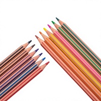 Crayons de couleur en plastique sans bois, 12 couleurs, crayons de coloriage pastel rayés, kit de papeterie pour étudiants, Lapis De Cor
