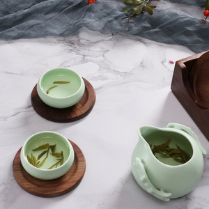 ชุดจานรองแก้วน้ำชาไม้บีชแบบมินิมอล ใช้ซ้ำได้ สำหรับร้านกาแฟ ร้านชา - Product Image 4