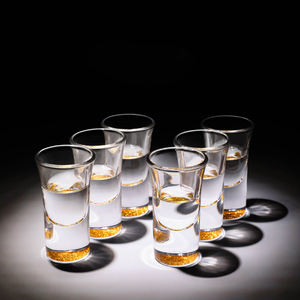 カスタマイズされたロゴラウンド1.5オンスゴールデンショットグラス、ヘビーベースウイスキーショットグラステイスティングテキーラシューターグラス - Product Image 3
