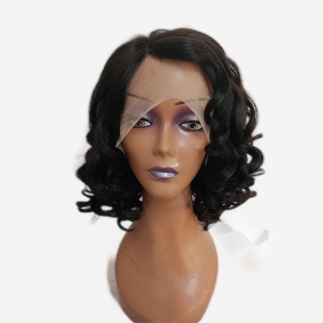 13*4*1 T Part Pixie Cut Wig Human Hair Curly Bob Short Pixie Cut Lace Wig Water Wave  Lace Frontal
