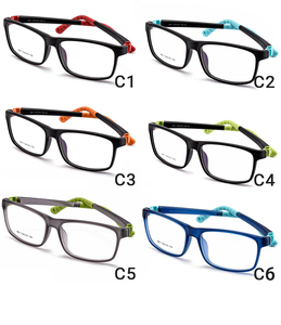 Gafas cómodas antideslizantes de goma para niños de alta calidad, monturas ópticas Tr90 flexibles seguras cuadradas coloridas - Product Image 1